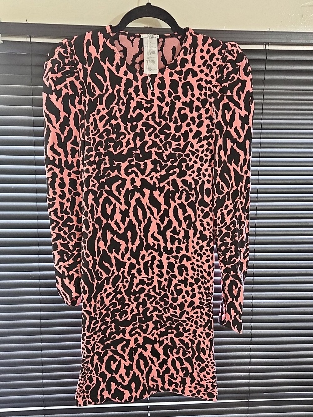 Wolford Pink and Black Leopard-Print Long Sleeve Dress Size M⁸